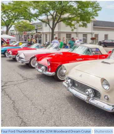 Four Ford Thunderbirds at the 2014 Woodward Dream Cruise - Shutterstock