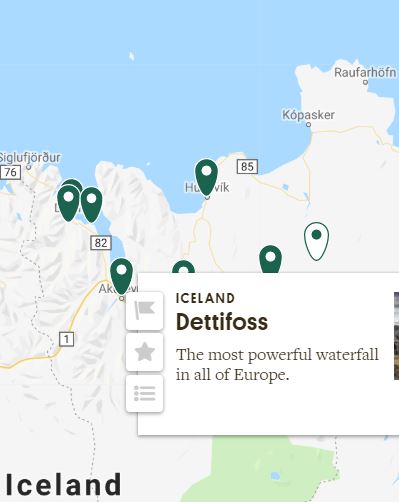 Dettifoss Waterfall Iceland Map