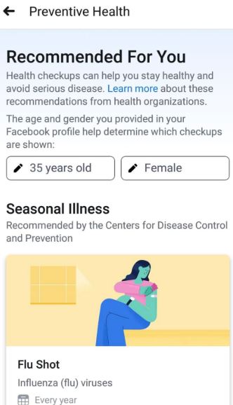 Facebook Preventative Health